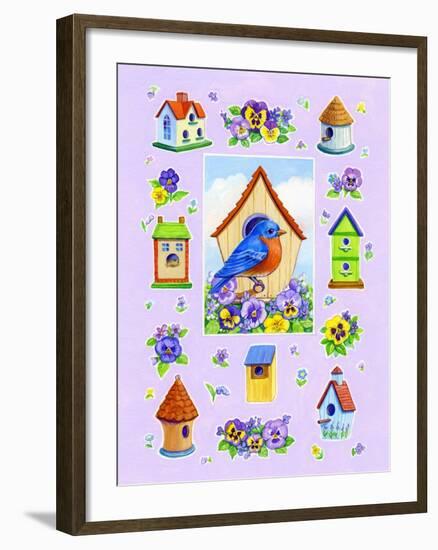 Bluebird and Pansies-Geraldine Aikman-Framed Giclee Print