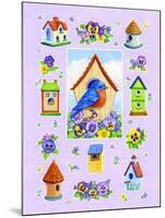 Bluebird and Pansies-Geraldine Aikman-Mounted Giclee Print