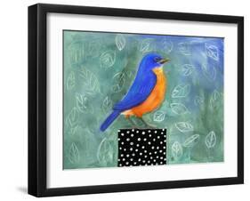 Bluebird Dotted Black Box-null-Framed Art Print