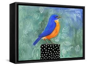 Bluebird Dotted Black Box-null-Framed Stretched Canvas