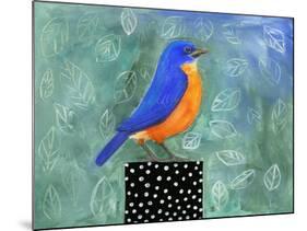 Bluebird Dotted Black Box-null-Mounted Art Print