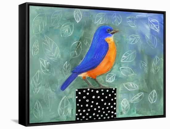 Bluebird Dotted Black Box-null-Framed Stretched Canvas