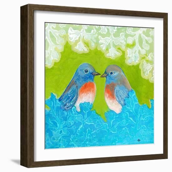 Bluebirds in Love-Jennifer Lommers-Framed Art Print