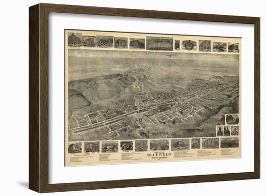 Bluefield, West Virginia - Panoramic Map-Lantern Press-Framed Art Print
