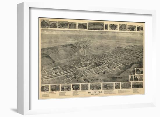 Bluefield, West Virginia - Panoramic Map-Lantern Press-Framed Art Print