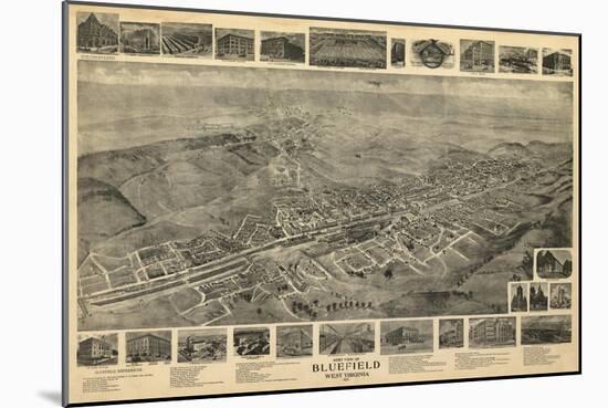 Bluefield, West Virginia - Panoramic Map-Lantern Press-Mounted Art Print