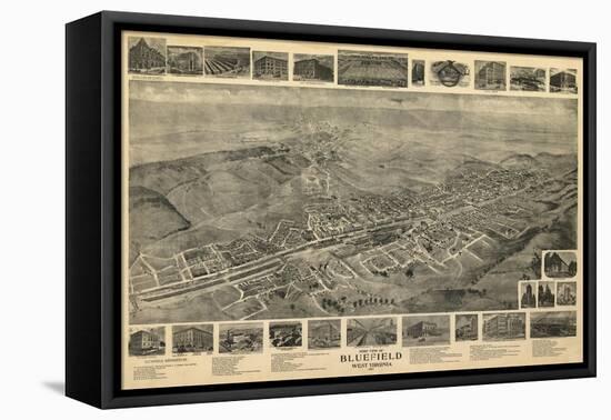 Bluefield, West Virginia - Panoramic Map-Lantern Press-Framed Stretched Canvas