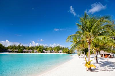 Beautiful Beach on Bora Bora Island in French Polynesia