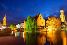 Night View of Bruges Town World Heritage Site of UNESCO-BlueOrange Studio-Photographic Print