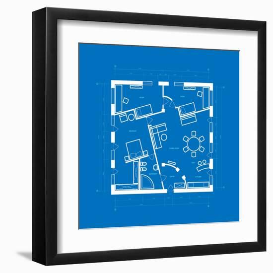 Blueprint Abstract-ildogesto-Framed Art Print