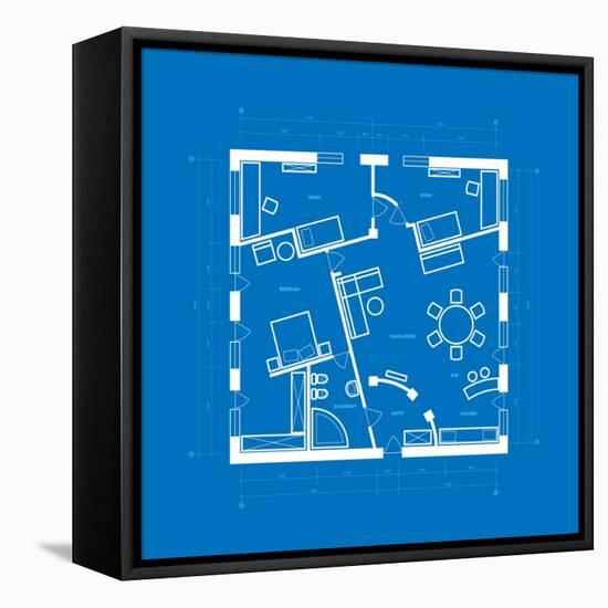 Blueprint Abstract-ildogesto-Framed Stretched Canvas