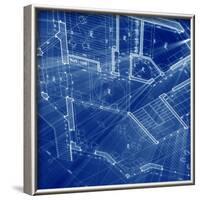 Blueprint - Architecture House Plan Background--Vladimir--Framed Art Print