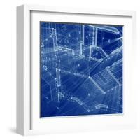 Blueprint - Architecture House Plan Background--Vladimir--Framed Art Print