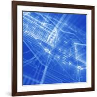 Blueprint - Architecture House Plan Background--Vladimir--Framed Art Print