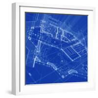 Blueprint - Architecture House Plan Background--Vladimir--Framed Art Print