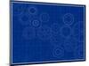 Blueprint Background with Cogs-adroach-Mounted Art Print