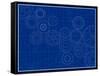 Blueprint Background with Cogs-adroach-Framed Stretched Canvas