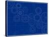 Blueprint Background with Cogs-adroach-Stretched Canvas