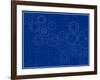 Blueprint Background with Cogs-adroach-Framed Art Print
