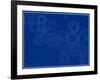 Blueprint Background with Cogs-adroach-Framed Art Print