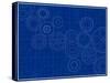 Blueprint Background with Cogs-adroach-Stretched Canvas