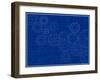 Blueprint Background with Cogs-adroach-Framed Art Print