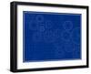 Blueprint Background with Cogs-adroach-Framed Art Print