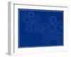 Blueprint Background with Cogs-adroach-Framed Art Print