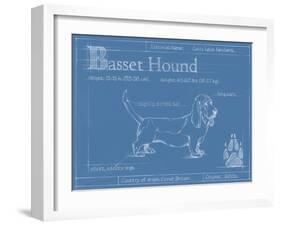 Blueprint Basset Hound-Ethan Harper-Framed Art Print