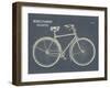 Blueprint Bicycle Flipped Gray-Sue Schlabach-Framed Art Print