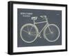 Blueprint Bicycle Flipped Gray-Sue Schlabach-Framed Art Print