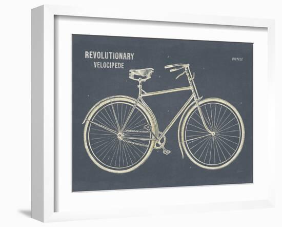 Blueprint Bicycle Flipped Gray-Sue Schlabach-Framed Art Print