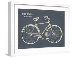 Blueprint Bicycle Flipped Gray-Sue Schlabach-Framed Art Print