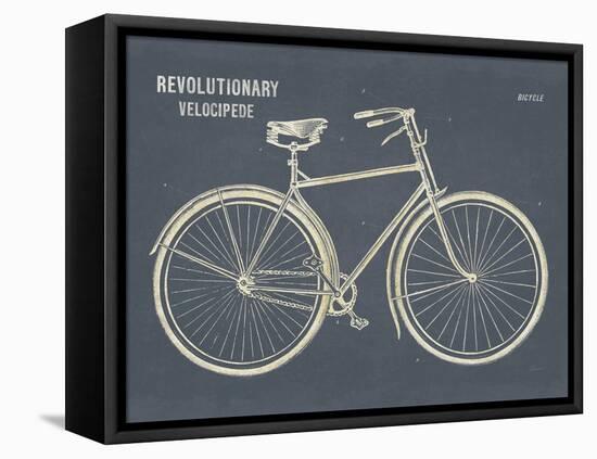 Blueprint Bicycle Flipped Gray-Sue Schlabach-Framed Stretched Canvas