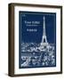 Blueprint Eiffel Tower-Sue Schlabach-Framed Art Print