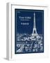 Blueprint Eiffel Tower-Sue Schlabach-Framed Art Print