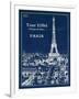 Blueprint Eiffel Tower-Sue Schlabach-Framed Art Print