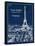 Blueprint Eiffel Tower-Sue Schlabach-Framed Stretched Canvas