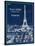 Blueprint Eiffel Tower-Sue Schlabach-Stretched Canvas