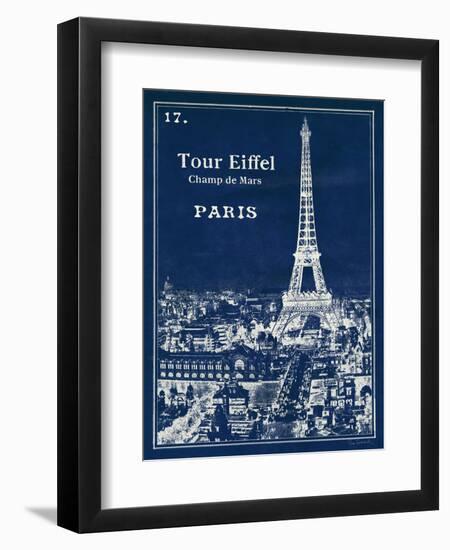 Blueprint Eiffel Tower-Sue Schlabach-Framed Art Print