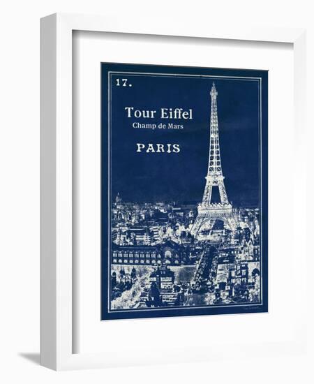 Blueprint Eiffel Tower-Sue Schlabach-Framed Art Print