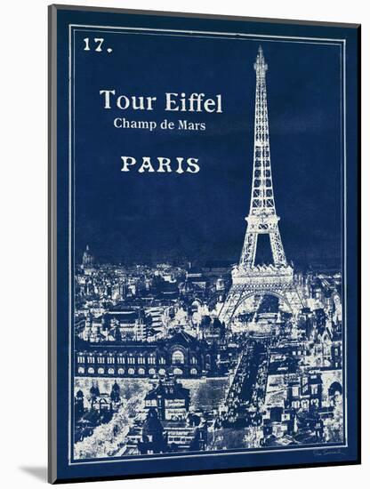 Blueprint Eiffel Tower-Sue Schlabach-Mounted Art Print