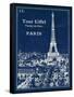 Blueprint Eiffel Tower-Sue Schlabach-Framed Stretched Canvas