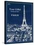 Blueprint Eiffel Tower-Sue Schlabach-Stretched Canvas