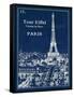 Blueprint Eiffel Tower-Sue Schlabach-Framed Stretched Canvas