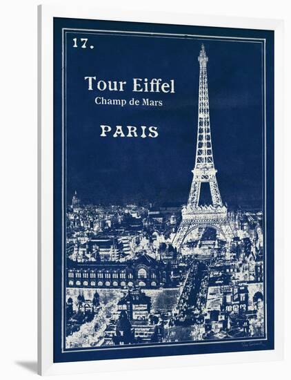 Blueprint Eiffel Tower-Sue Schlabach-Framed Art Print