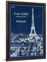 Blueprint Eiffel Tower-Sue Schlabach-Framed Art Print