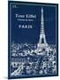 Blueprint Eiffel Tower-Sue Schlabach-Mounted Art Print