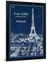 Blueprint Eiffel Tower-Sue Schlabach-Framed Art Print