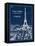Blueprint Eiffel Tower-Sue Schlabach-Framed Stretched Canvas